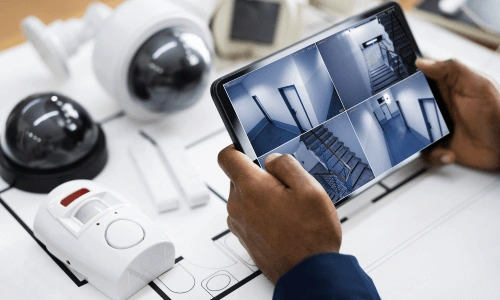 Sistema de videovigilancia y camaras visto desde un celular en León
